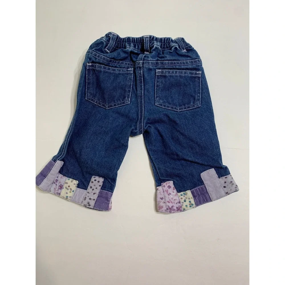 Baby Gap VTG Jeans 3-6 Months Distressed Denim Patchwork Cuffs Elastic Waist‎ - Picture 5 of 9